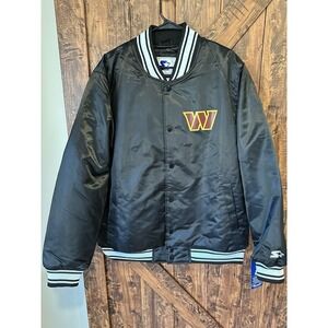 Washington Commanders Men's XL Black Satin STARTER Varsity Full-Snap Jacket